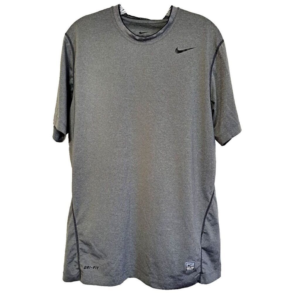 Nike Pro Combat Dri-Fit Men's L Short Sleeve Fitted Gray T-Shirt
